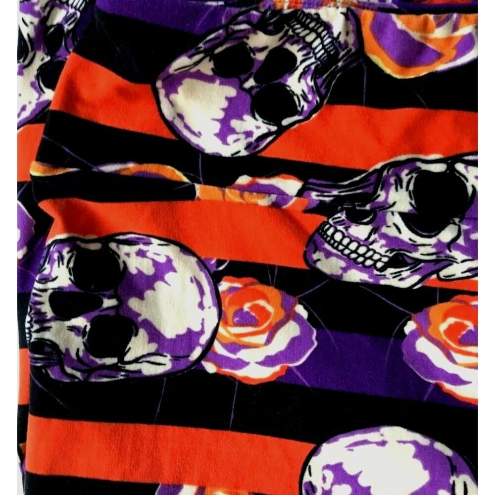 LulaRoe Halloween Leggings Tall Curvy 32 inch Skull Floral TrickTreat Fe… - Picture 9 of 13
